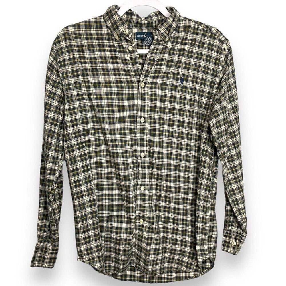 Ralph Lauren Button Down Shirt Boys Large Multicolor Tattersail Plaid Casual Top